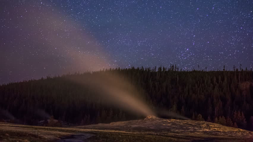 Old Faithful Yellowstone National Park Night Stars