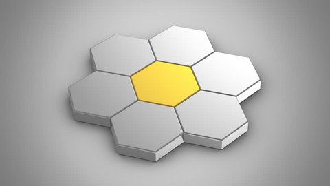 Animation of Hexagons. Gray background, 2 in 1, alpha matte, created in 4K, 3d animation