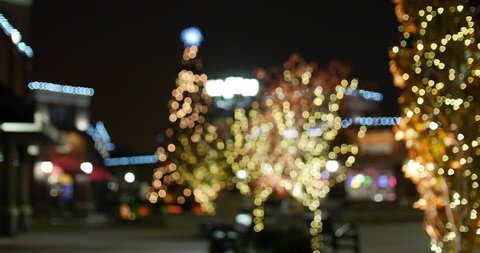 Holiday Christmas Tree Lights Bokeh Blur Establishing Background 4K