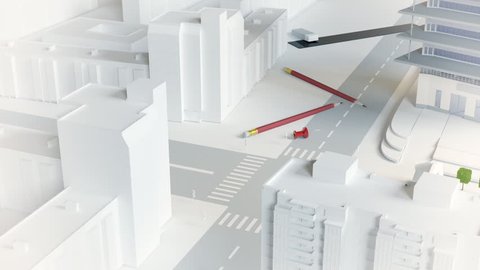 camera fly cross architectural model