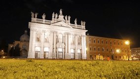 Basilica di San Giovanni in Laterano Night Rome, Italy.
