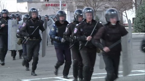 KIEV - MARCH 31: Training of militia (police) to disperse mass disorders on March 31, 2012 in Kiev. 
