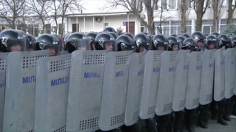 KIEV - MARCH 31: Training of militia (police) to disperse mass disorders on March 31, 2012 in Kiev. 