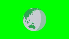 rotating earth 4K green and white with greenscreen chromakey background - motion graphic flat design in full 4k resolution - seamless loop - 60p - make the movement faster or slower!