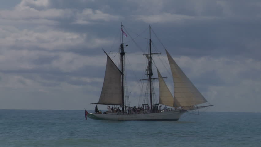 Schooner fires a cannon