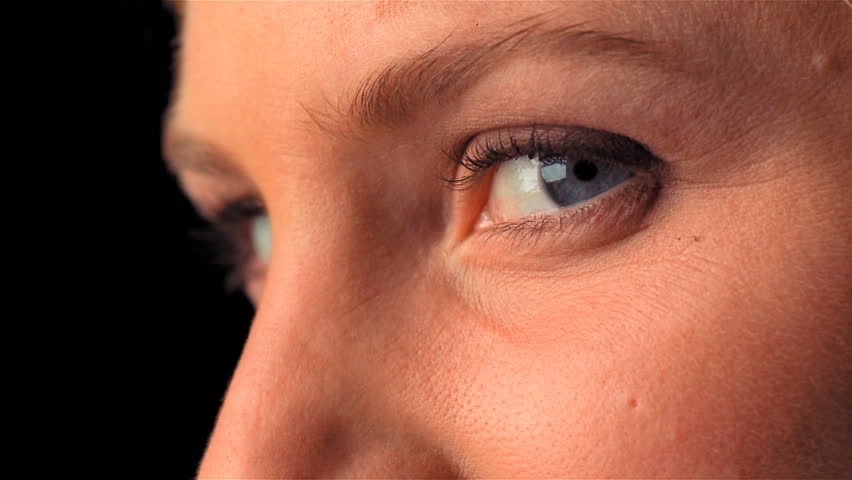 Closeup of turning female eyes and nose