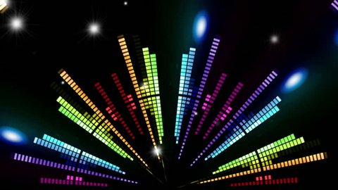 Стоковое видео: Sound graphic equalizer rainbow particle style 23