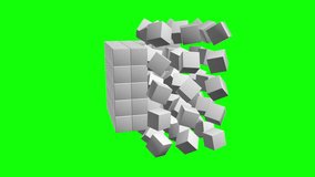Cubes block. Assembling Big Data concept. Teamwork Business. 3D render HD footage. Green screen chroma key.