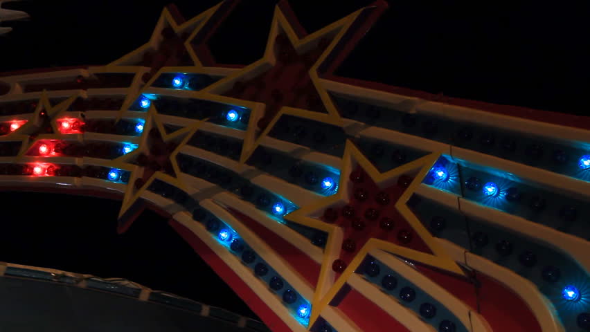 Multicolored lights on a carnival ride
