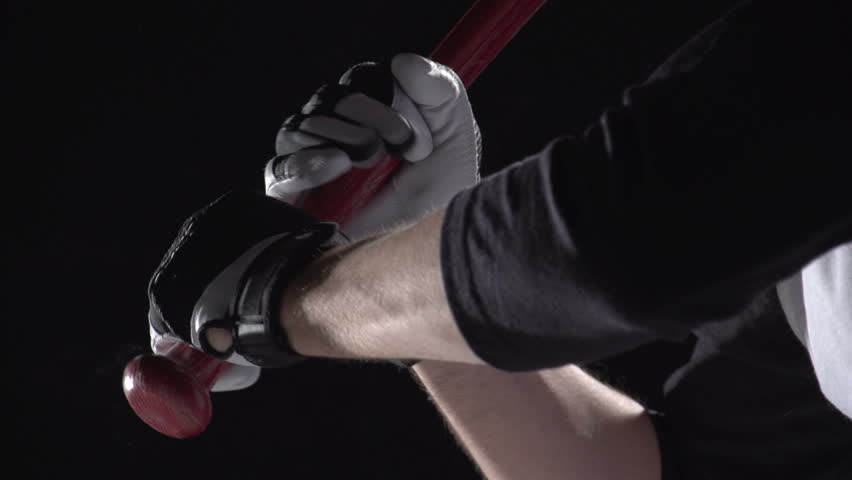 Close Up Of Hands On A Baseball Bat Slow Motion