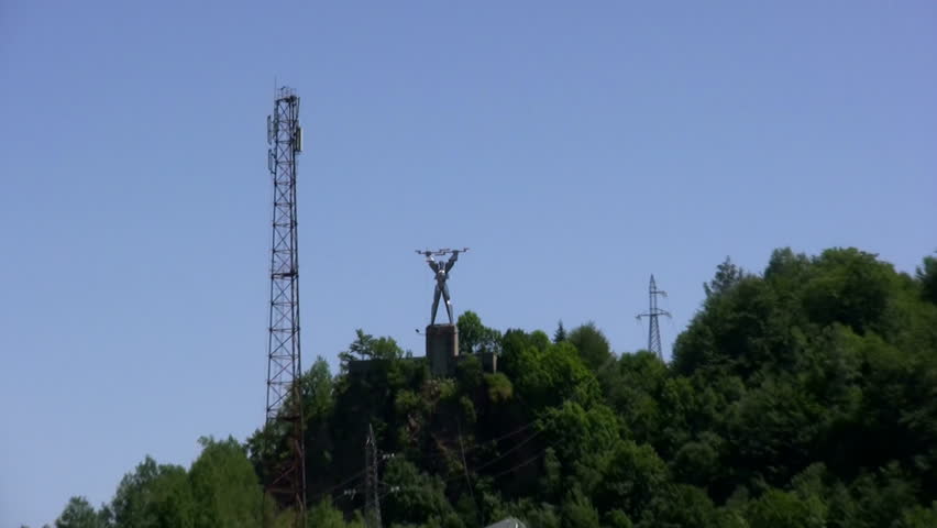 Travel destination,Prometeu statue at Vidraru lake in Romania