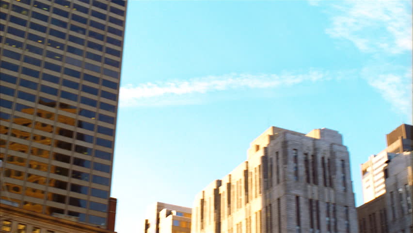 Pan shot of downtown buildings