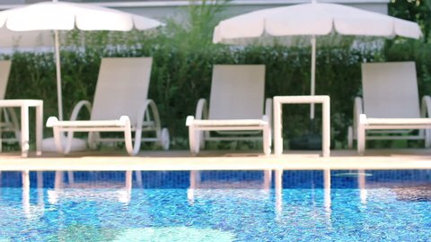 Swimming Pool. Hotel, Summer, Vacation, Sport, Waves, Umbrella, Sunbeds, Tourism, Travel, Relax, Resort. Background. HD, Size: 1080p (1920x1080), Sound: No