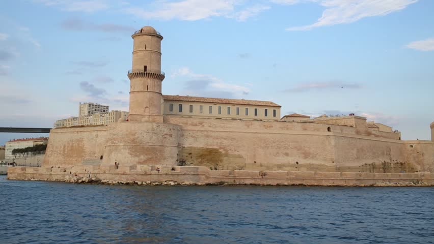Movement along the tower of the Fort Saint-Jean in Marseille, France