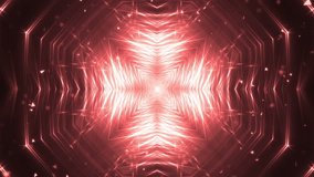 VJ Fractal red kaleidoscopic background. Background red motion with fractal design. Disco spectrum lights concert spot bulb. Lights Flashing Spot light. On a black background.