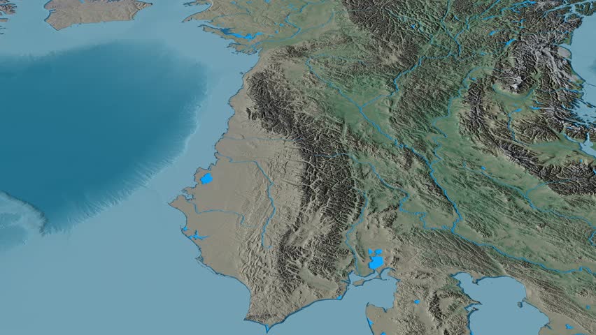 Revolution around Brooks mountain range - masks. Natural Earth. High resolution ASTER GDEM data textured