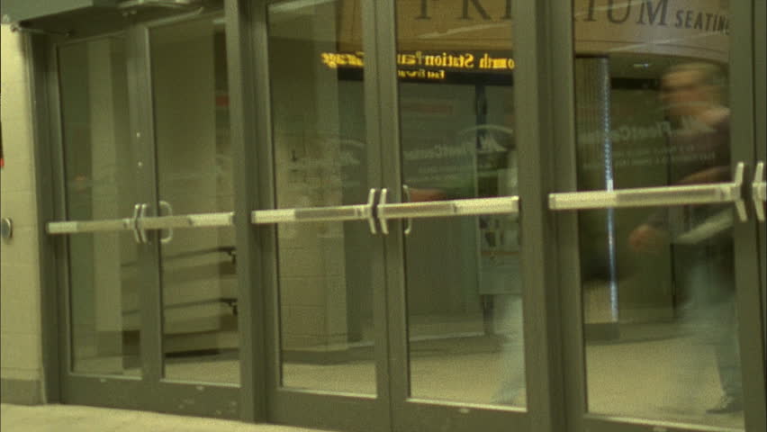 BOSTON, MA - CIRCA 2001: (timelapse View) Entrance doors for Fleet Center