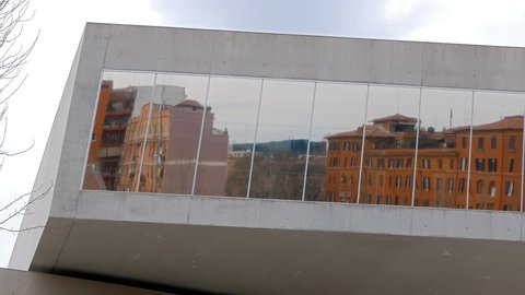 Windows of the National Museum of Art of the XXI century (MAXXI) Rome, Italy - February 21, 2015: is a national museum of contemporary art and architecture.