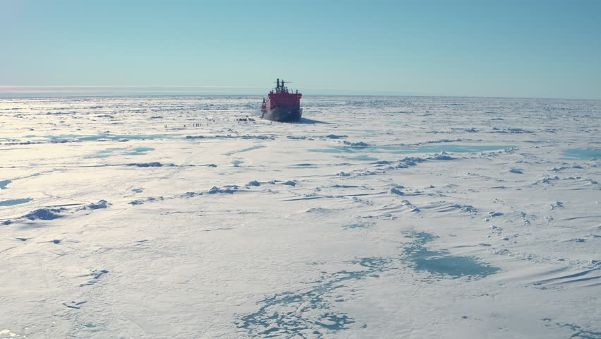 Icebreaker at the North Pole. Stock Footage Video (100% Royalty-free ...