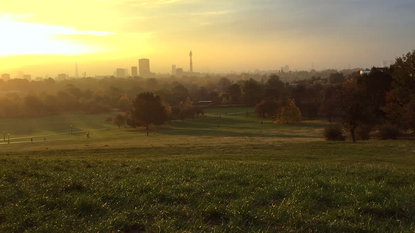 Scenic morning timelapse view of London, England from a North London park at sunrise Royalty-Free Stock Footage #21939841