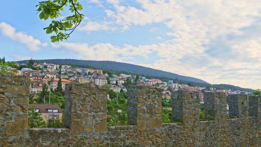 view of Neuchatel with a beautiful sunny day, Switzerland