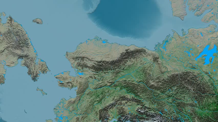 Zoom into Brooks mountain range - masks. Topographic map. High resolution ASTER GDEM data textured