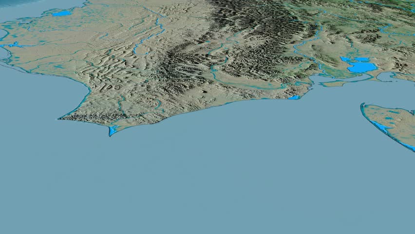 Glide over Brooks mountain range - masks. Topographic map. High resolution ASTER GDEM data textured