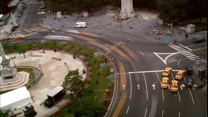 New York City, NY - CIRCA 2003 - Overhead shot of Columbus Circle.