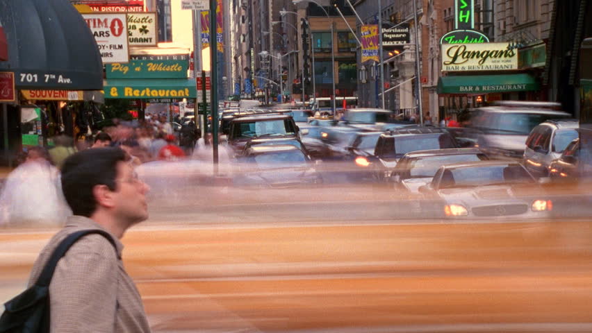 New York City, NY - CIRCA 2003: (Timelapse View) Busy Manhattan Ave. 42nd St.