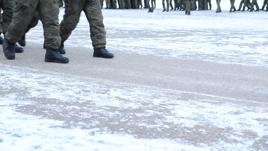 Russian army. Soldiers in formation on the parade ground 