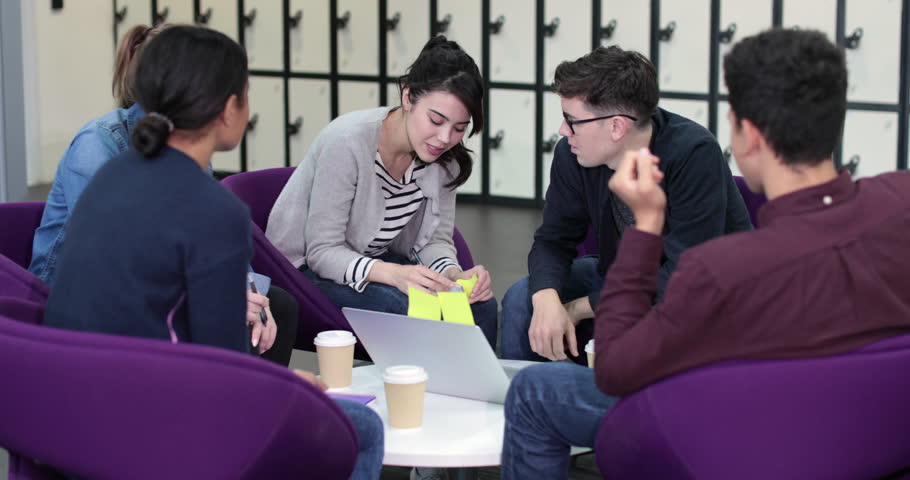 Students working on a project together