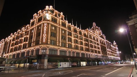 LONDON, UK - APRIL 3: Harrods department store on April 3, 2012 in London, UK. Editorial Stock Video