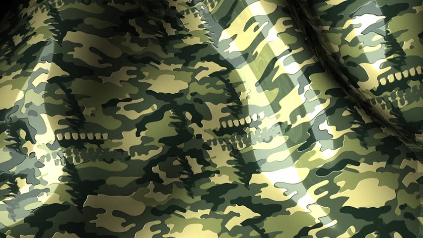 Waving animation with pattern, military camouflage.
