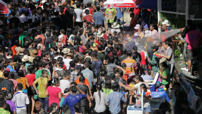 BANGKOK - APRIL 14: Thai people are celebrating Songkran Water Festival on April