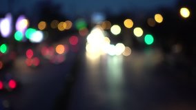 4K Bokeh of car lights. On the street at night Colorful Circles Video Background Loop Glassy circular shapes perform a colorful dance. motion background that is just perfectly suited for events 