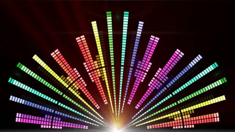 Sound graphic Equalizer Flashing Lights Spotlight Bulb Flood lights neon Equalizer Display Abstract background animation Equalizer abstract futuristic Blinking Lights Motion Graphics Background loop Stock Video