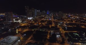 Aerial video of Miami city lights