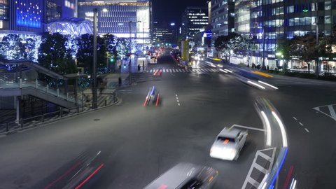 Traffic time-lapse in illuminated city Japan
