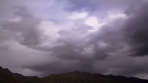 Stars hide the clouds Approaching storm Kyrgyzstan, Tien Shan timelapse.