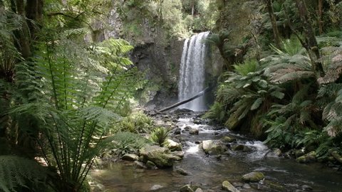 wide view of hopetoun falls on the great ocean road in victoria, australia