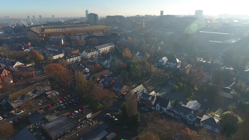 Low aerial view of Wolverhampton city centre, UK.