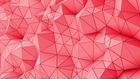 Abstract 3D render background. Pink polygonal geometric surface. Nice concept with enough space left for integrating titles or logos. Triangular crystalline background animation. Random Motion.