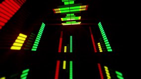 Led Colorful Fractal dance floor several shining Sound waves loop Dance lines  light Rainbow spectrum color Disco dancing electronic music background Circle audio equalizer Floodligh bulb spectrum box