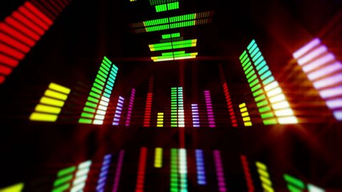 Led Colorful Fractal dance floor several shining Sound waves loop Dance lines  light Rainbow spectrum color Disco dancing electronic music background Circle audio equalizer Floodligh bulb spectrum box Stock Video