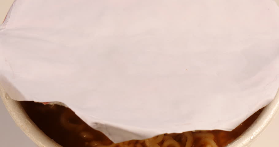 Cooked instant cup ramen
