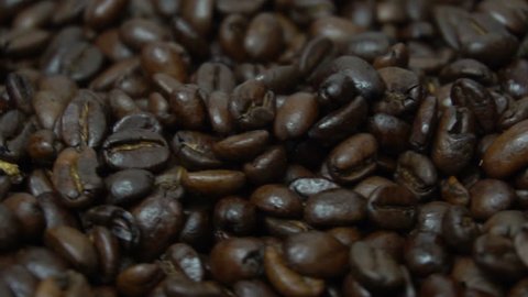 Closeup of coffee beans surface