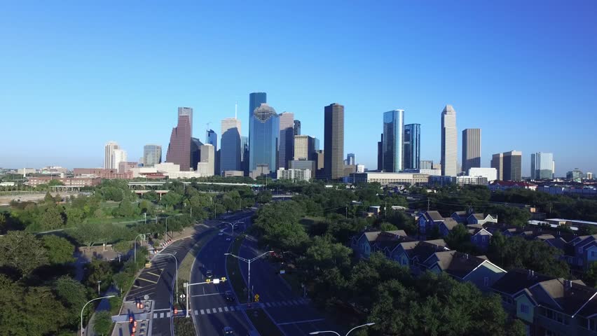 houston skyline drone Stock Footage Video (100% Royalty-free) 22005430 ...