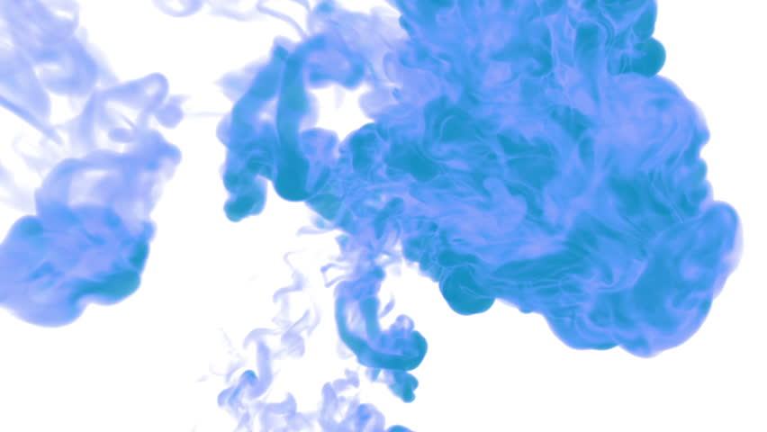 blue ink drop in water on a white background for effects. 3d render. voxel graphics. computer simulation 34