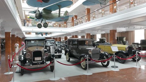 Vintage cars Pyshma, Ekaterinburg, Russia - August 16, 2015 Museum of military equipment 'Battle Glory of the Urals'.