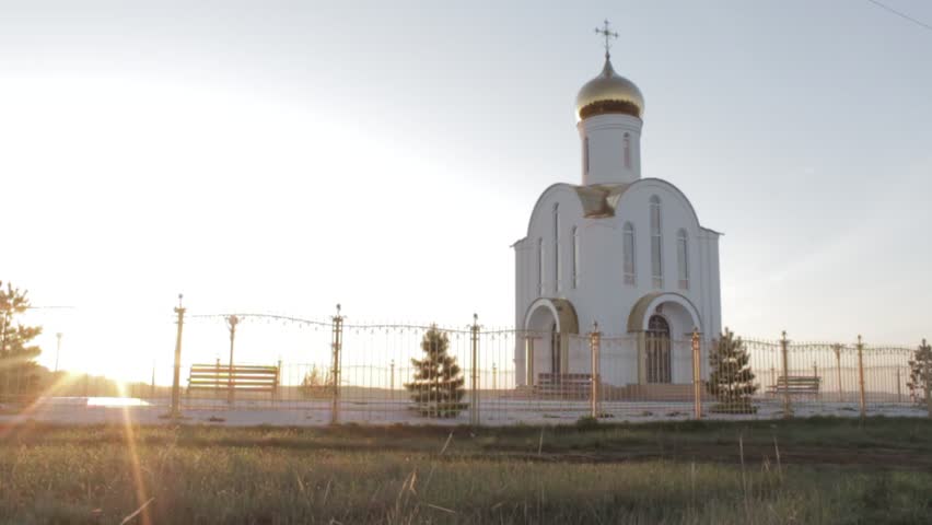 Church on the hill at dawn
